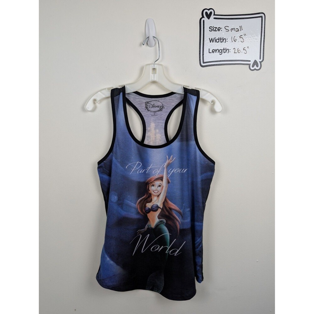 Disney The Little Mermaid Graphic Racer Back Tank Top Size Small Ariel & Ursula
